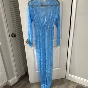 Elegant Blue Lace Dress